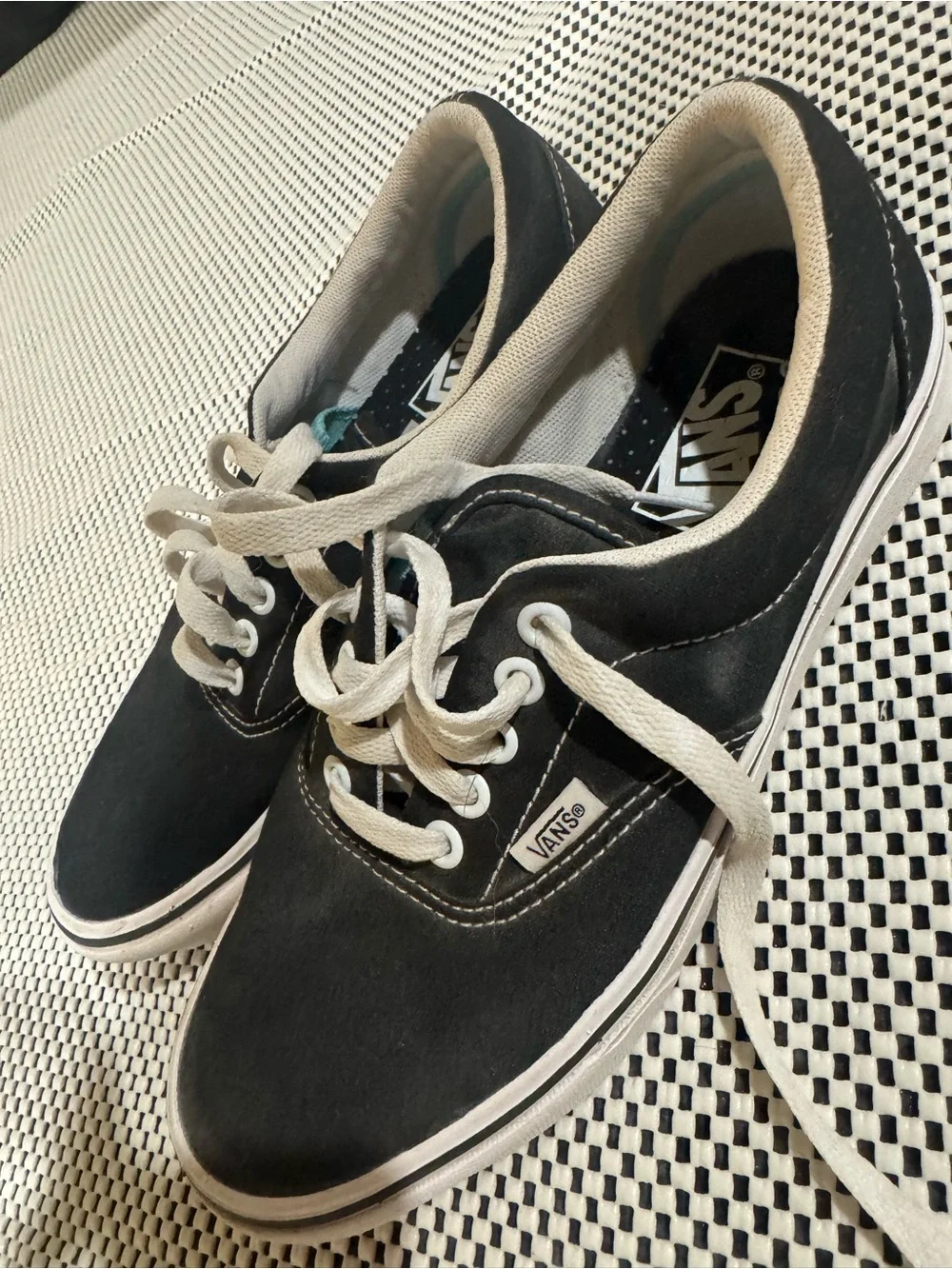 Vans Black Canvas Sneakers with White Laces Womens 8/mens 6.5